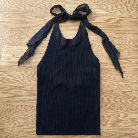 NEW Soca by St. John Wool Blend Ribbed Knit Halter Top Womens Size S - Picture 1 of 5
